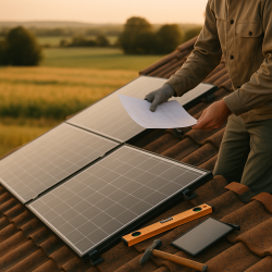 Professionnel pour une étude de faisabilité pour toiture solaire dans une zone rurale